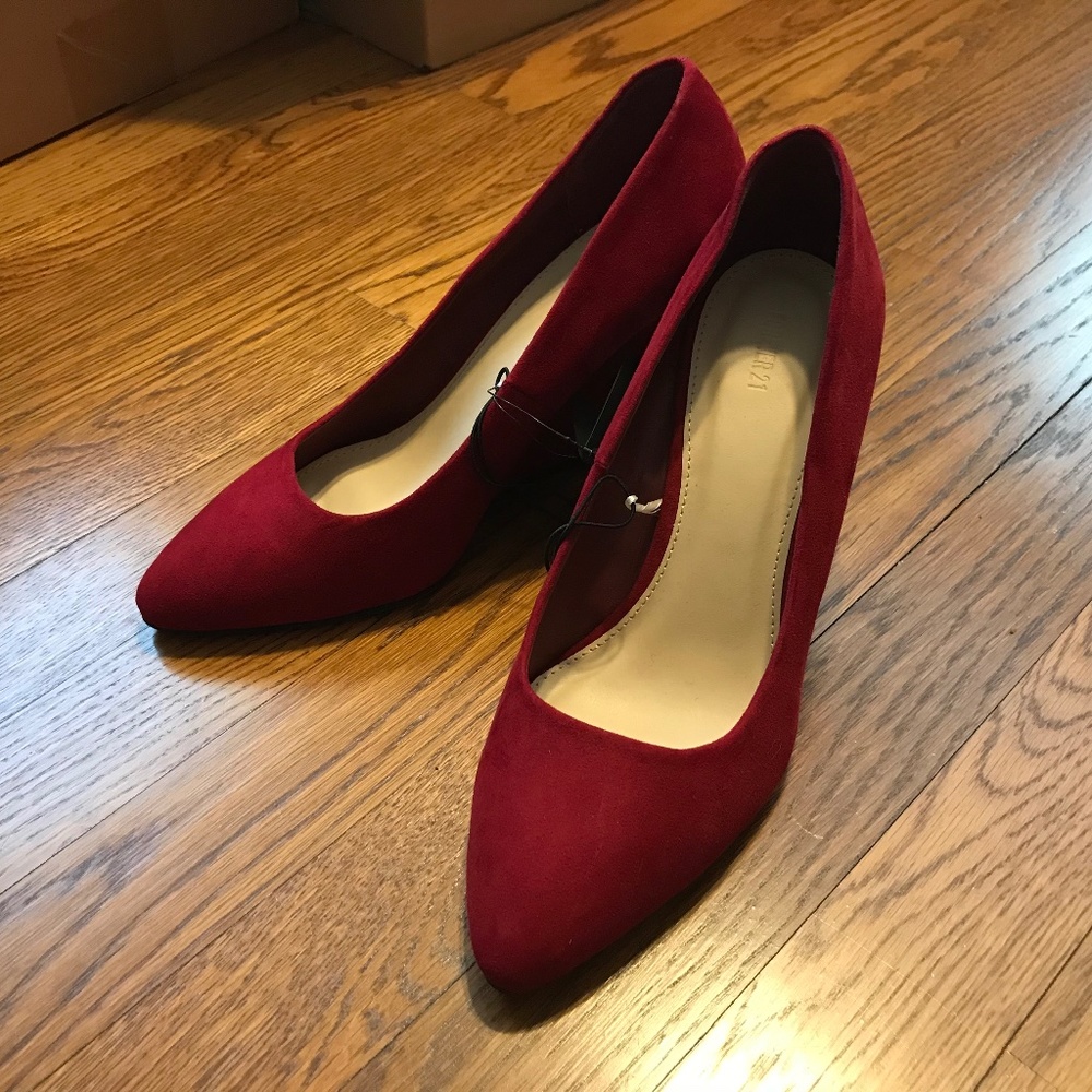 Holiday  red faux suede wedge